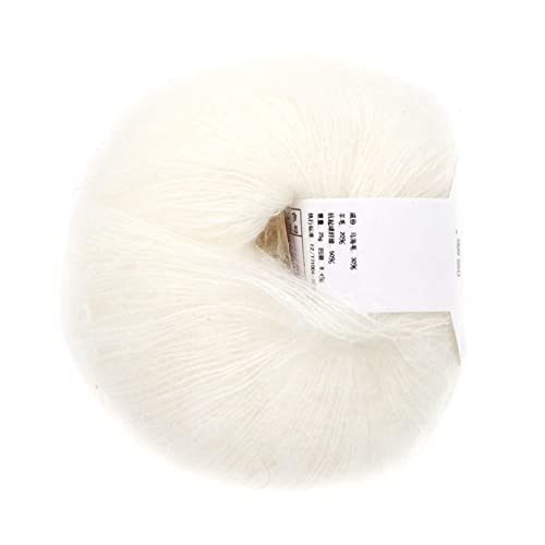 Angora-Garn, Mohair-Garn, weiches Angora-Langwollgarn, weiches Mohair, zum Stricken, warmes Angola-Mohair, beliebtes weiches Mohair (01 white) von Beufee