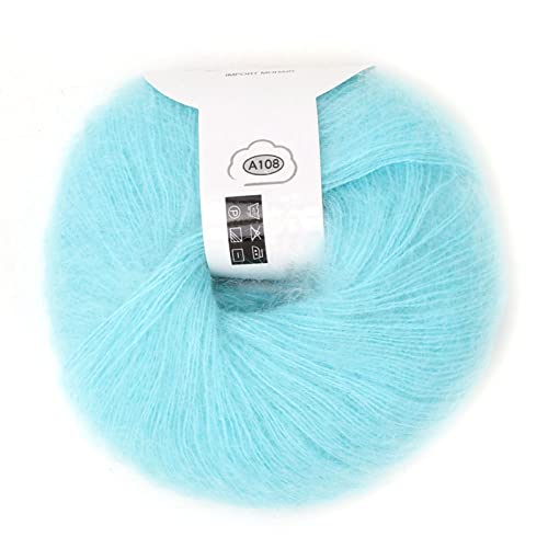 Angora-Garn, Mohair-Garn, weiches Angora-Langwollgarn, weiches Mohair, zum Stricken, warmes Angola-Mohair, beliebtes weiches Mohair (07 water blue) von Beufee