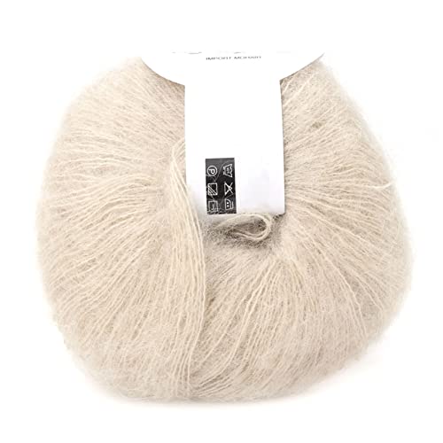 Angora-Garn, Mohair-Garn, weiches Angora-Langwollgarn, weiches Mohair, zum Stricken, warmes Angola-Mohair, beliebtes weiches Mohair (17 beige) von Beufee