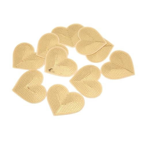 Beufee 10-Pcs Herz Form Pailletten Patches, Gold Eisen auf gestickten Patches Herz Abzeichen nähen Blume Applique Nähen auf Appliques Herz Patches für Kleidung von Beufee