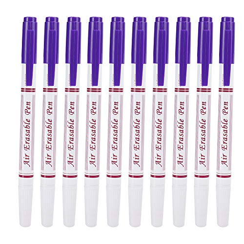 Beufee 10 pcs Stoffmarkierungsstift, Wasser löschbarer Stift Doppelkopf Wärme Löschbarer Stoffmarkierungsstifte Luft Erlöser Stift Waschmaschinenmarker zum Nähen zum Nähen (Purple) von Beufee