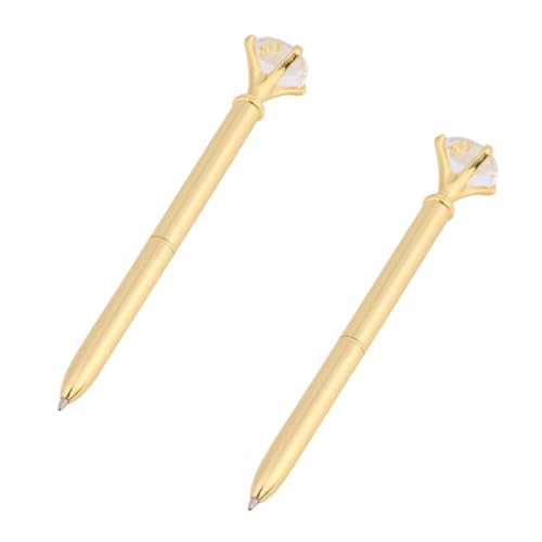 Beufee 2 große Diamant-Stifte, Metall-Kugelschreiber mit Strass-Oberseite, Diamant-Malstift, Strass-Stift, Kunststift für Büro und Schule (Gold) von Beufee