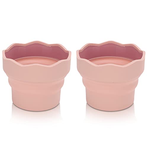 2Pcs zusammenklappbare Pinsel Waschmaschine, tragbare Silikon Wascheimer Pinsel Halter Reiniger Malerei Wasser Cup Kunst Pinsel Reiniger für Aquarell Ölgemälde (Rosa) von Beufee