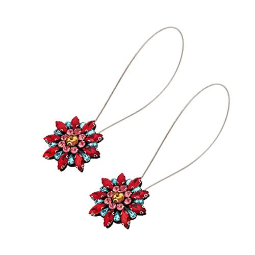 Beufee 2er-Pack Kristall-Dekor-Vorhang-Raffhalter, rote Kristallblume, magnetischer Raffhalter, Vorhang-Raffhalter, Blumen-Vorhangschnalle für Heimdekoration von Beufee