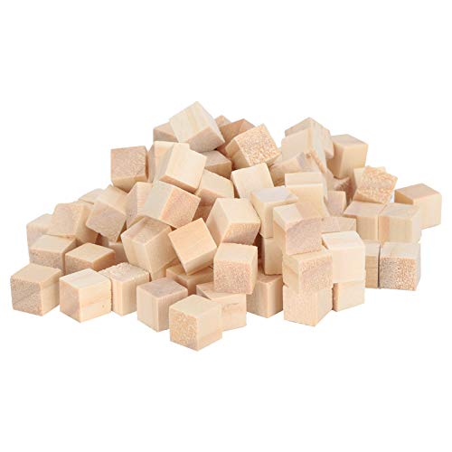 Holzblöcke, 200pcs unfertige Holzwürfel Blöcke Holzblöcke für Bastelkiefern kleine Holzquadratblöcke für Handwerk 10mm von Beufee