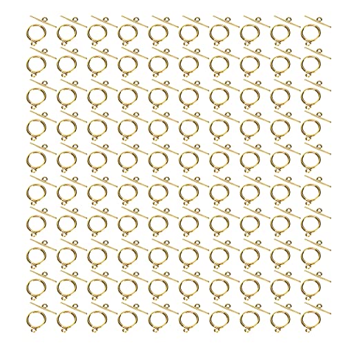 Knebelverschlüsse, 100 Sets Schmuckverschlüsse, Halskettenverschlüsse für die Schmuckherstellung, Legierung, 2 mm Ot-Schnalle, Armbandverschlüsse für Schmuckherstellungszubehör (Antikes Gold) von Beufee