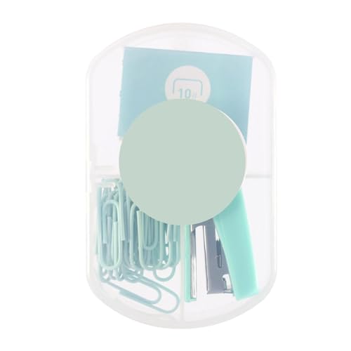 Mini-Heftgerät-Set mit Heftklammern und Büroklammern, kleines süßes Heftgerät für Schüler, Kinder, Büro, Schule, Schreibtisch (Mint Green) von Beufee