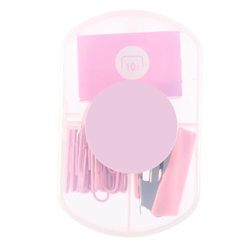 Mini-Heftgerät-Set mit Heftklammern und Büroklammern, kleines süßes Heftgerät für Schüler, Kinder, Büro, Schule, Schreibtisch (Pink) von Beufee