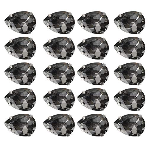 Nähen Sie Strasssteine, 20pcs Claw Flatback Kristall Strasssteine ​​DIY Claw Diamonds Hochzeitskleid Retro Bastelglas Kleidungsdekorationen (15 * 18mm Kokosnussgrau Wasser Drop-Form-Glassklaue) von Beufee