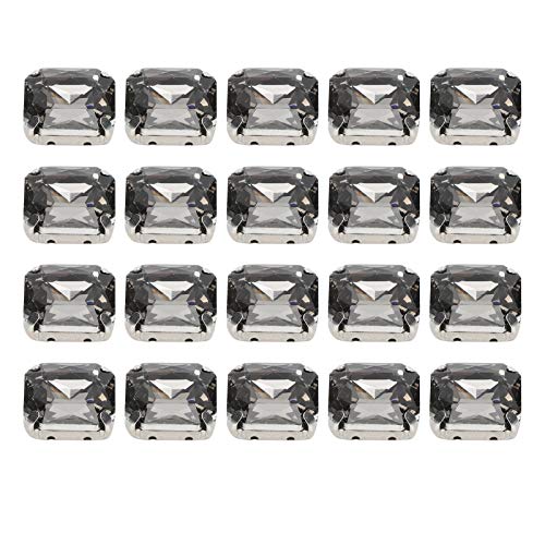 Nähen Sie Strasssteine, 20pcs Claw Flatback Kristall Strasssteine ​​DIY Claw Diamonds Hochzeitskleid Retro Bastelglas Kleidungsdekorationen (17 mm Kokosnussgrau Quadratglaskrallenbohrer) von Beufee