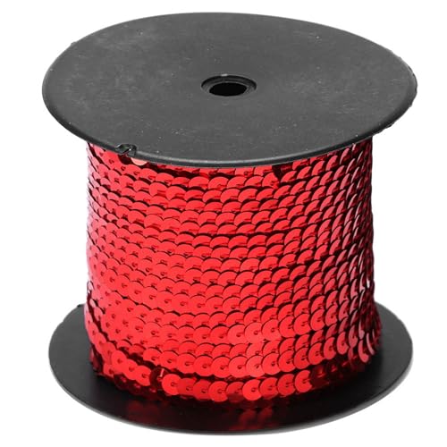 Pailletten, 100 Yard 6 mm flache Pailla -Streifen -Paillon Trim Shiny Trim Trim Pailla Ribbon Plastikharz -Folgelinie für Stoffschuh (Rojo) von Beufee