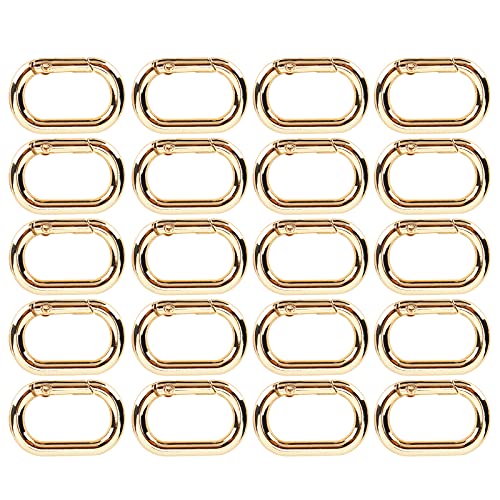 Schlüsselverschlüsse, 20pcs Feder Oval Snap Clip Hook 23mm Legierung Oval Federschnalle für Säcke Geldbörse Keychain -Riemen (Gold) von Beufee