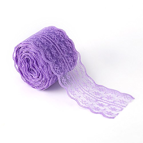 Spitzenband, Spitzenbesatz, Spitze zum Nähen, Bastelspitze, 4,5 cm Breite, dekoratives Spitzen-Kleidungszubehör für die Schmuckherstellung, Bastelkleidung, 10 m/Rolle (Light Purple) von Beufee