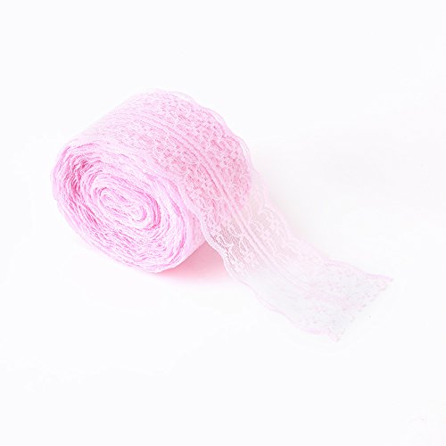 Spitzenband, Spitzenbesatz, Spitze zum Nähen, Bastelspitze, 4,5 cm Breite, dekoratives Spitzen-Kleidungszubehör für die Schmuckherstellung, Bastelkleidung, 10 m/Rolle (Pink) von Beufee