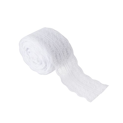 Spitzenband, Spitzenbesatz, Spitze zum Nähen, Bastelspitze, 4,5 cm Breite, dekoratives Spitzen-Kleidungszubehör für die Schmuckherstellung, Bastelkleidung, 10 m/Rolle (White) von Beufee