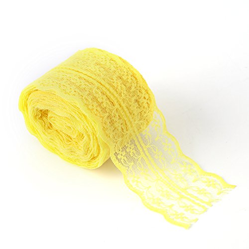 Spitzenband, Spitzenbesatz, Spitze zum Nähen, Bastelspitze, 4,5 cm Breite, dekoratives Spitzen-Kleidungszubehör für die Schmuckherstellung, Bastelkleidung, 10 m/Rolle (Yellow) von Beufee