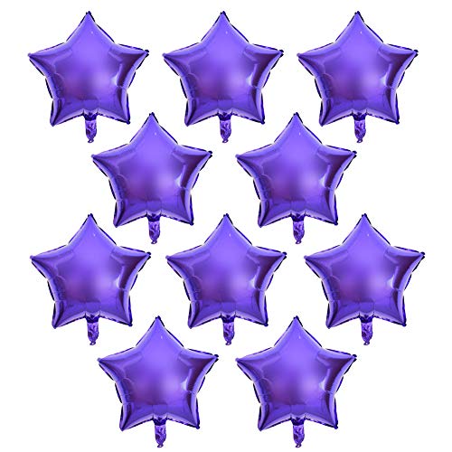 Sternballons, 10 Stück 25,4 cm große Folienballons, Foliensternballons, sternförmige Folienballons, sternförmige Luftballons für Party, Hochzeit, Dekoration (Purple) von Beufee