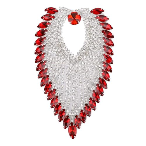 Strasskette, Pferdeauge, Strass, Quaste, Schulterklappen, Kristall-Strass-Schulterklappen Schulterabzeichen Brosche Pins für DIYCraft-Kleidung(Rot) von Beufee