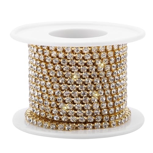 Strasstrimie, SS12 5 -Yard -Strasskettenketten -Strass -Roll -Strass -Strass -Strass für Schmuckzubehör (Gold) von Beufee