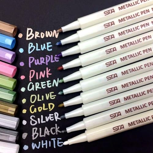 Beupro Metallic-Marker, Set aus 10 Stiften, speziell für Fotoalben, geeignet für jede Art von Papier und Oberflächen aus Glas, Kunststoff, Keramik und Holz von Beupro