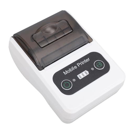 Bluetooth Thermo Belegdrucker, 58 mm Small Belegdrucker, Tragbarer Hochgeschwindigkeits Druckdrucker für Büro, Geschäfte, Restaurants (Schwarz-Weiss) von Bewinner