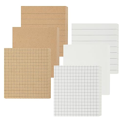 Bewudy Haftnotizen Klebezettel, 6pack Selbstklebende Haftnotizzettel, Kraftpapier-Haftnotizen Sticky Notes zum Markieren von Seiten für Büro und Studenten Memoblöcke (480 Blätter) von Bewudy