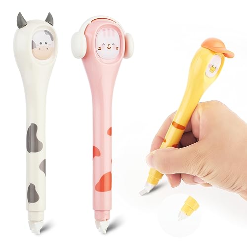 Bewudy korrekturroller, 3 Stück niedliche schnell trocknende Stift mit Kawaii Pen Shaped, Korrekturroller Set Korrekturband Ideal für Studenten Kinder Büro arbeiten Personal von Bewudy