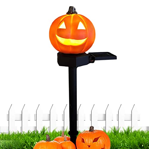 Bexdug 2 Pcs Solar-Halloween-Kürbis-Gartenpfahl - Solar-Halloween-Yard-Dekorationen - Solarbetriebener Outdoor-Landschaftspfahl, beleuchtetes Kürbislaternen-Yard-Schild für Herbst-Spukhaus von Bexdug