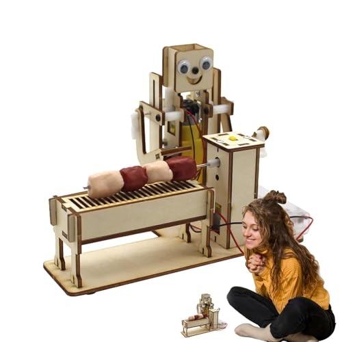 Bexdug 3D-Holzpuzzle, Spielzeug-BBQ-Grill-Set für Kinder,Kreative Holzroboter-Montagespielzeug-Holzbausätze - Innovative Roboterbau-Bastelsets aus Holz für Kinder, und Mädchen von Bexdug