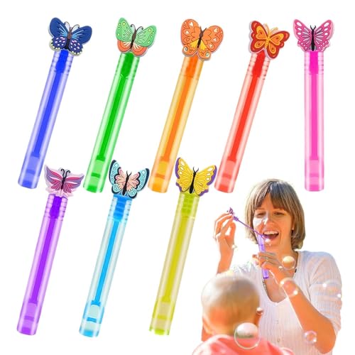 Bexdug Bubble -Zauberstäbe, Bubble -Zauberstäbe für Kinder,8 Stücke Cartoon Butterfly Bubble Stick Tube - Goodie Bags Stuffers, Kinderbadeszeit Spielzeug, Klassenzimmerpreise für Innenaktivitäten im von Bexdug