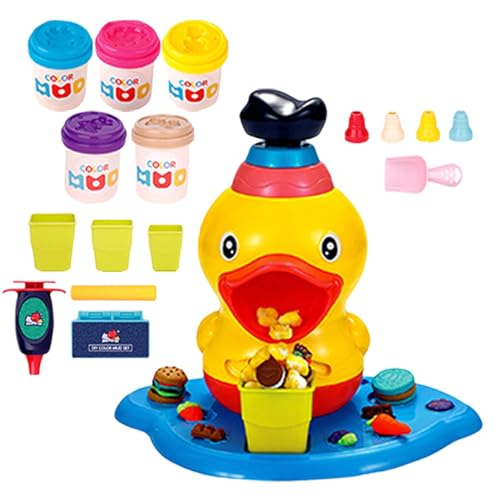 Bexdug Farbteig-Spielzeug, Spiel-Farbteig-Sets - Teigformendes lustiges Nudelmacher-Spielzeug,Modelliermasse-Teigwerkzeuge, Nudelmacher, lustige Cartoon-Ente, buntes Teigspielzeug für Kinder ab 3 von Bexdug