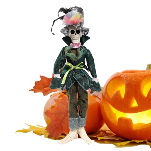 Bexdug Gothic-Puppen, Gruselpuppen, Horror Skelett Puppe Halloween Geist Figur, Halloween Stoffpuppe Spielzeug Gothic Ornamente für House Studio Home Halloween Party von Bexdug