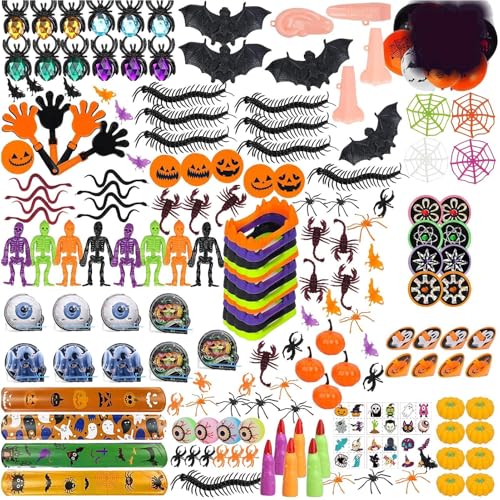 Bexdug Halloween-Fidget-Spielzeug, Halloween- -Geschenk-Spielzeug-Set - 205 Stück Halloween Tiny Toys Lustige Tütenfüller | Halloween-Partytüten aus Silikon, Halloween-Leckerei-Preise, Spielzeug von Bexdug