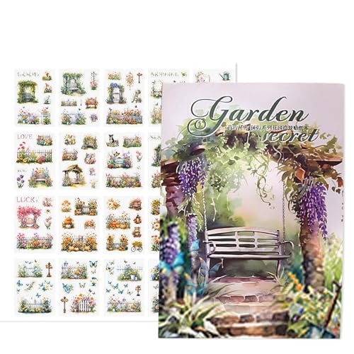 Bexdug Journal-Sticker-Buch, Scrapbook-Sticker-Pack - 20-Blatt-Aufkleberpaket für Scrapbook-Buch - Scrapbook-Aufkleber für Tagebücher, Gartenlandschaftsaufkleber für Flasche, Glas, Handyhülle von Bexdug