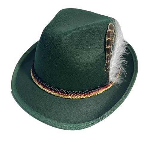 Bexdug Oktoberfest Hat German Alpine Fedora Bavarian Hat with Feather Hunting Mas-TER Hats for Adults, Comfortable Bavarian Hat for Role, Halloween von Bexdug