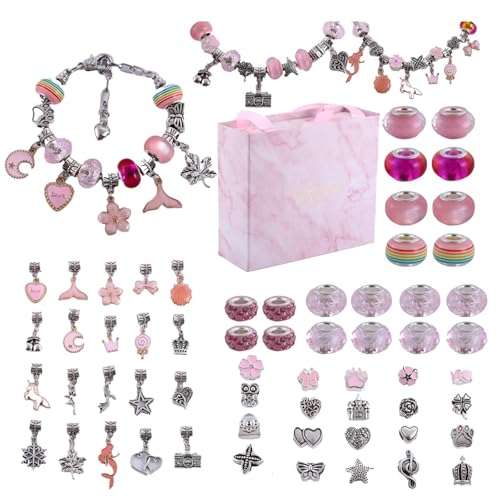 Bexdug Schmuckherstellungs-Set für Mädchen – buntes Schmuck-Armband-Schnurhersteller-Set, Perlenherstellungs-Set, modisches Kinder-Schmuckhersteller-Set, Perlen-Bastelset für Mädchen im Alter von 5–12 von Bexdug