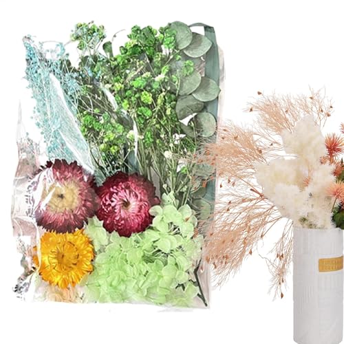 Bexdug Trockenblumen-Bastelarbeiten, Trockenblumen-Pakete,Bastelzubehör Hochzeit Trockenblumen-Mittelstück - Dekorative Trockenblumen, farbenfrohe, vielseitige Journaling-Blumendekoration für Zuhause von Bexdug