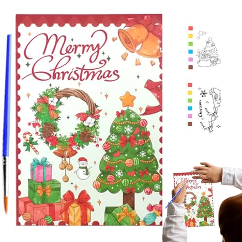 Bexdug Weihnachts-Malbuch für Kinder, wasserabweisendes Papier-Malbuch für Weihnachten mit Stift, multifunktional, kreativ, lichtbeständig, Malbuch für Kinder von Bexdug