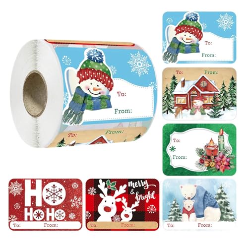 Bexdug Weihnachtsaufkleber, Papieranhänger, Weihnachtsanhänger-Aufkleber,250 Stück Weihnachtsaufkleber-Etiketten Dekor | Selbstklebende Rückseite, weihnachtliche, selbstklebende Aufkleber für von Bexdug