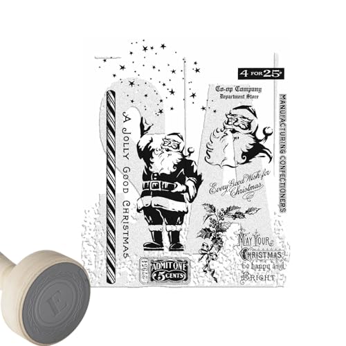 Bexdug Weihnachtsstempel für die Kartengestaltung,Weihnachtsthema-Stempel - Weihnachtsgrußwort-Stempel aus Silikon,Festival-Stempel, Scrapbooking-Album, Papierkarten, Dekoration von Bexdug