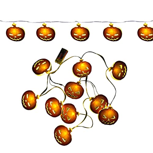 Bexdug Halloween-Kürbis-Hexe- -Schnur-Lichter,6,5 Fuß Halloween Beleuchtete Kürbisse Hexen Fledermäuse 10 LEDs Dekorationen - Batteriebetriebenes Halloween Indoor Outdoor Decor Supplies von Bexdug