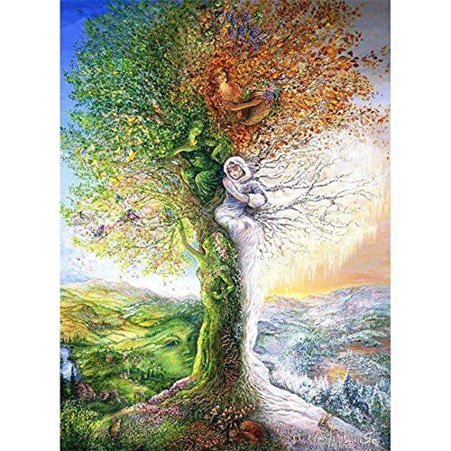 5D Diamant Gemälde Kit Vollbohrmaschine, Vier-Jahreszeiten-Baum DIY 5D Diamond Painting Kits Erwachsene oder Kinder Kristallstickerei Kreuzstich Kunsthandwerk für Wohnwanddekoration Geschenk 30x40cm von Bfchn