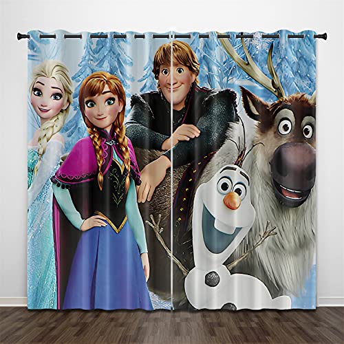 Bfrdollf ELSA Verdunkelungsvorhang Wasserdichter Stoff Gardinen Für Kinderzimmer, Ösen Oben Für Gardinen?3D-Digitaldruck 100% Polyester (14,150×166(BxH)) von Bfrdollf