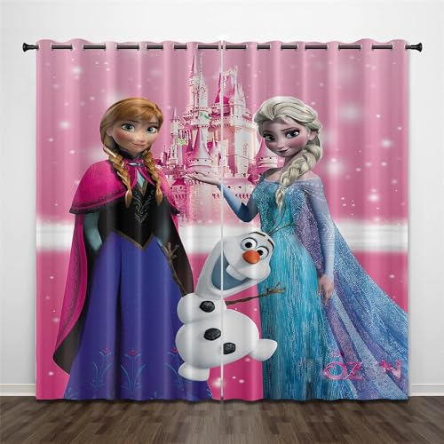 Bfrdollf ELSA Verdunkelungsvorhang Wasserdichter Stoff Gardinen Für Kinderzimmer, Ösen Oben Für Gardinen?3D-Digitaldruck 100% Polyester (26,220×215(BxH)) von Bfrdollf