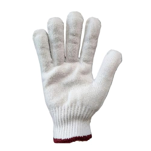 BgnEhRfL Handschuhe, Arbeitshandschuhe, 12 Paar aus Baumwollgarn gestrickte Schutzhandschuhe mit Griff for Maler, Industrie, Lager, Gartenarbeit, Arbeitshandschuhe for Männer und Frauen(Red) von BgnEhRfL