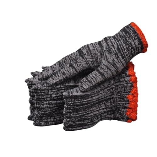 BgnEhRfL Handschuhe, Arbeitshandschuhe, 12 Paar verschleißfeste, belüftete Arbeitshandschuhe for Damen und Herren, Material Baumwollgarn, rutschfeste Strickfäustlinge, Arbeitsschutz(Black) von BgnEhRfL