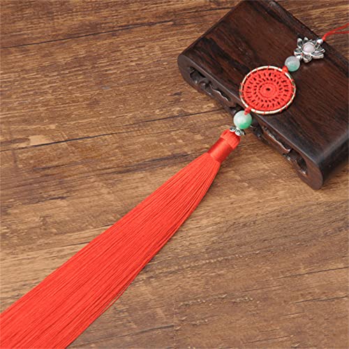 Ornamente, Quasten, 2 Stück, Retro, glatt, lange Quaste, Anhänger, DIY-Bastelornament, Fransenbesatz, Schmuck, Kleidung, Auto, Schlüsselanhänger, Tasche, Heimdekor-Accessoire(Red) von BgnEhRfL