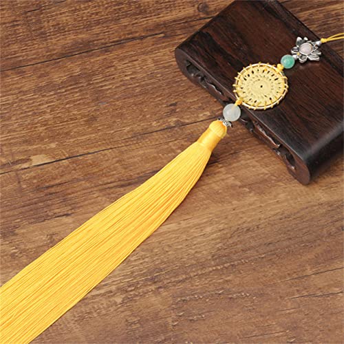 Ornamente, Quasten, 2 Stück, Retro, glatt, lange Quaste, Anhänger, DIY-Bastelornament, Fransenbesatz, Schmuck, Kleidung, Auto, Schlüsselanhänger, Tasche, Heimdekor-Accessoire(Yellow) von BgnEhRfL