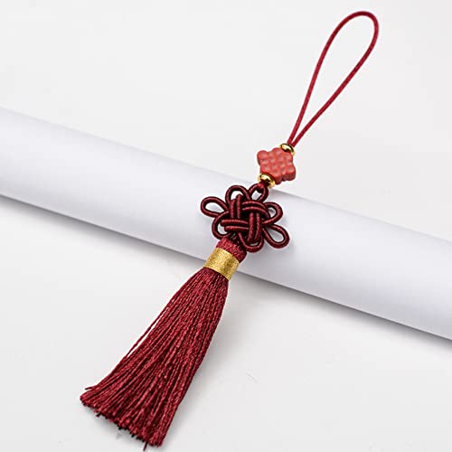 Ornamente, Quasten, 5 Stück rote Quasten mit chinesischen Knoten for Selbermachen von Schmuck, Vorhängen, Taschen, dekorativen Accessoires, Anhängern, Bastelquasten(Bordeaux Red) von BgnEhRfL