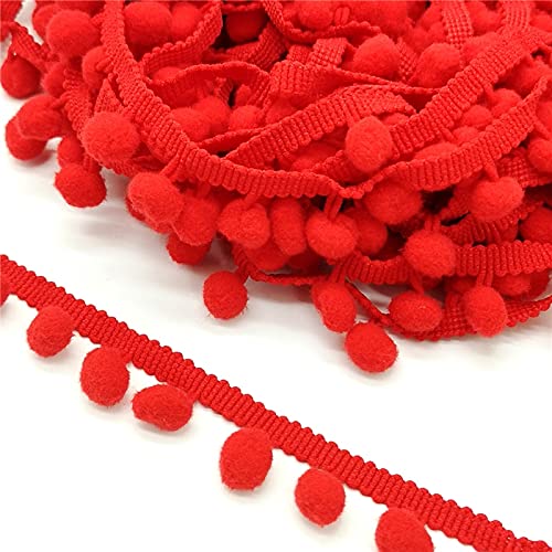 Quaste, Quasten-Nähbesatz, 2 Meter, Bommel-Spitzenbesatz, Kugelband, Mini-Perlen-Pompon, Fransenband, Nähspitze, Kintted-Stoff, handgefertigtes DIY-Bastelzubehör(Red) von BgnEhRfL